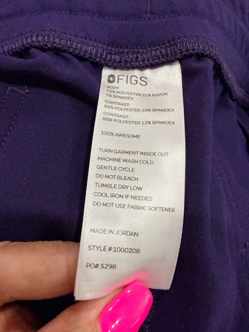 Fig Drawstring Jogger Pants- purple jam , PO# 5298, - Picture 4 of 9